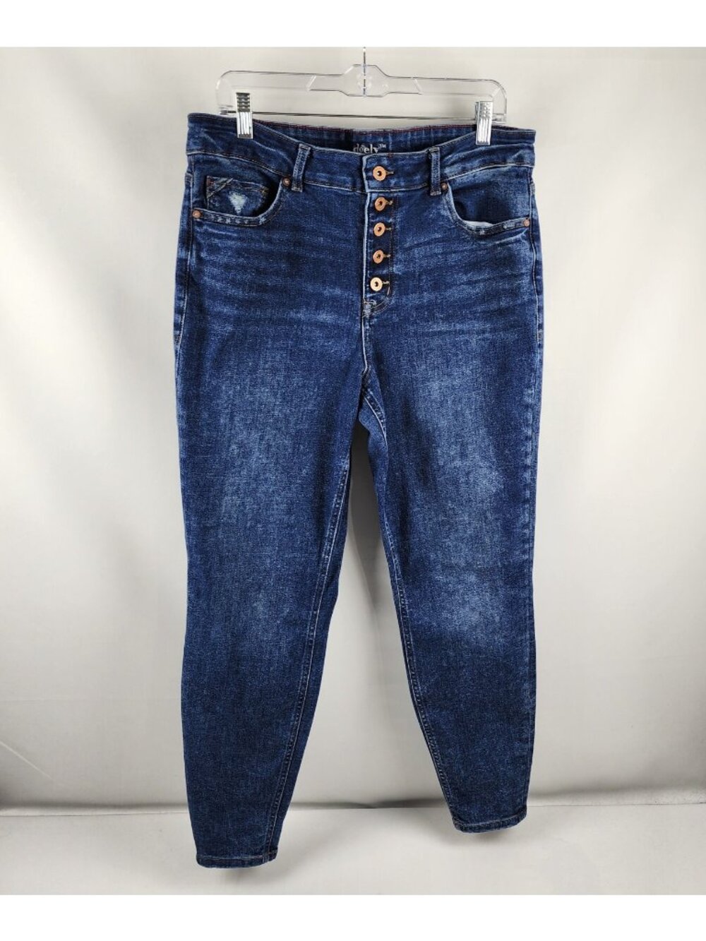 Edgely Jeans Womens 16 Blue High Rise Super Skinny Button Fly (34x29)
